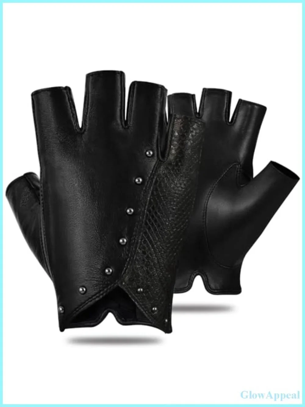 Punk Fingerless Sheepskin Leather Gloves Driving Motorcycle Half Finger Unlined